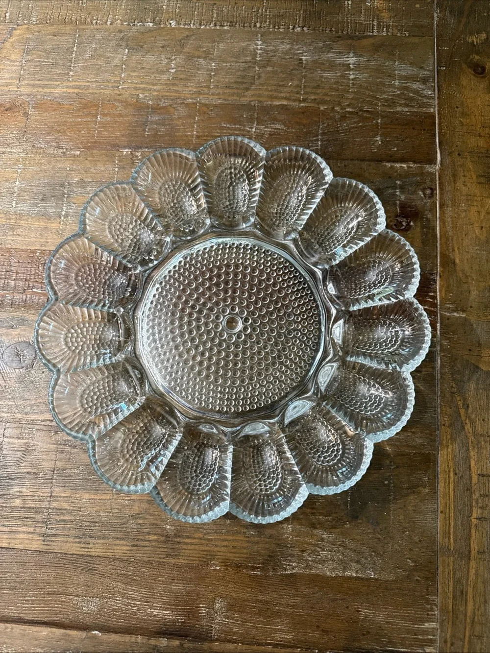 Indiana Glass Hobnail Clear Pressed Glass Deviled Egg or Serving Platter